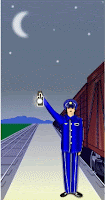 Gif animé chef de gare lanterne